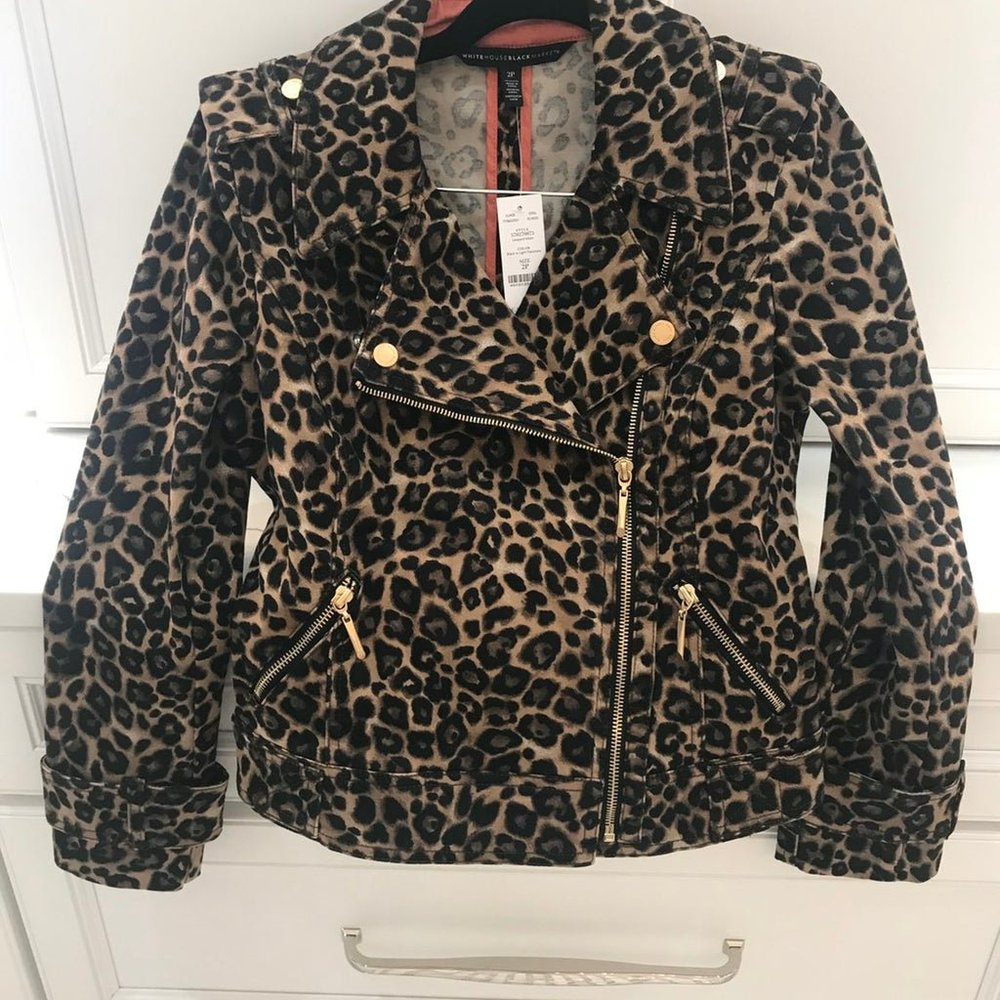 NWT Leopard Moto Jacket White House Black Market